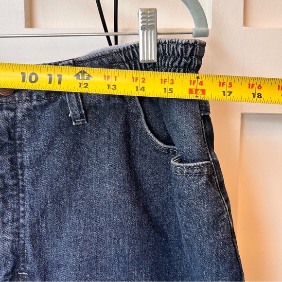 Vintage Lee Jeans Size 16S Short Side Elastic At The Waist 90s Faded Dark Wash - Picture 5 of 8